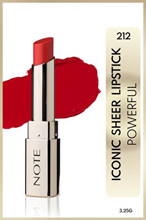 Note Iconic Sheer Lipstick Nemlendirici Parlak Ruj 212 Powerful - Kırmızı