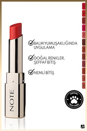 Note Iconic Sheer Lipstick Nemlendirici Parlak Ruj 212 Powerful - Kırmızı