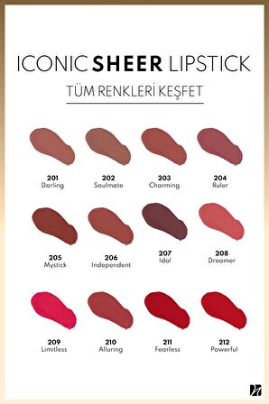 Note Iconic Sheer Lipstick Nemlendirici Parlak Ruj 212 Powerful - Kırmızı