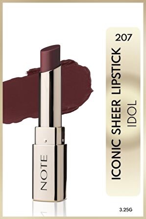 Note Iconic Sheer Lipstick Nemlendirici Parlak Ruj 207 Idol - Kahverengi