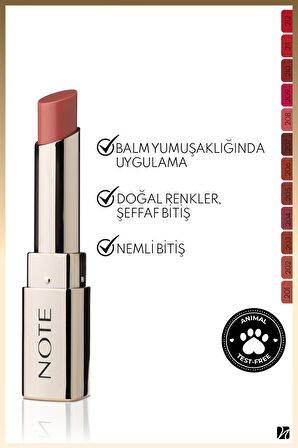 Note Iconic Sheer Lipstick Nemlendirici Parlak Ruj 206 Independent - Nude