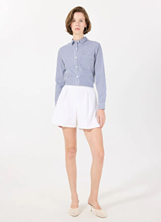 Lacivert Kadın Normal Çizgili Gömlek JUDY