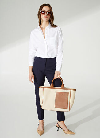 Marie Marot Normal Klasik Yaka Düz Beyaz Kadın Gömlek JACKIE