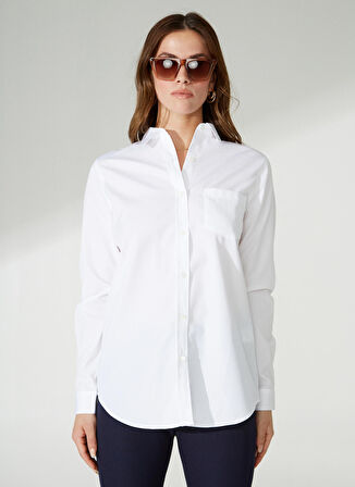 Marie Marot Normal Klasik Yaka Düz Beyaz Kadın Gömlek JACKIE