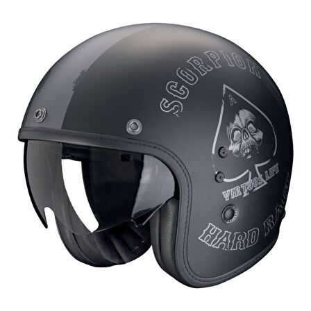 Scorpion Belfast Evo Spade Açık Motosiklet Kaskı Mat Siyah  Gümüş