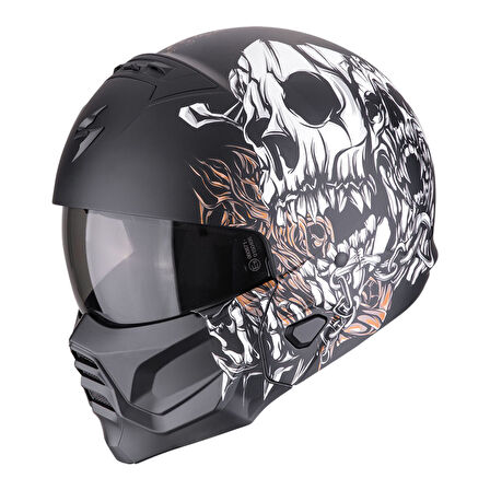 Scorpion EXO COMBAT 2 Genesis Modüler Motosiklet Kaskı Mat Siyah  Beyaz  Altın