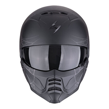Scorpion EXO COMBAT 2 Spider Web Modüler Motosiklet Kaskı Mat Siyah  Gümüş