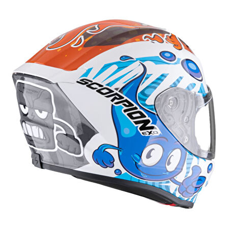 Scorpion EXO-JNR Air THE4ELEMENTS Kapalı Çocuk Motosiklet Kaskı Beyaz  Mavi  Turuncu