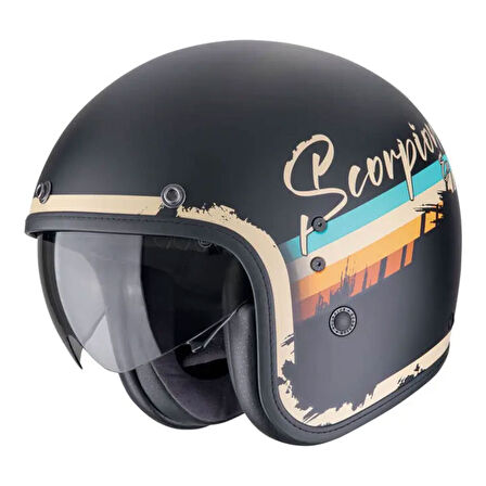 Scorpion Belfast Evo Adonis Açık Motosiklet Kaskı Mat Siyah  Bej