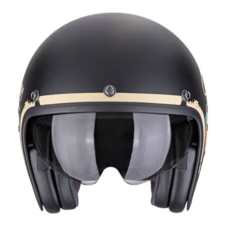 Scorpion Belfast Evo Adonis Açık Motosiklet Kaskı Mat Siyah  Bej