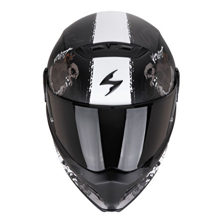 Scorpion Covert FX Skullz Kapalı Motosiklet Kaskı Mat Siyah  Gri  Altın