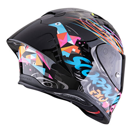 Scorpion EXO R1 Evo II Air Savage Spor Motosiklet Kaskı Siyah  Mavi  Pembe