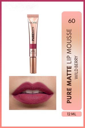 Note Pure Matte Lip Mousse 60 Wild Berry Kadifemsi Mat Likit Ruj - Bordo