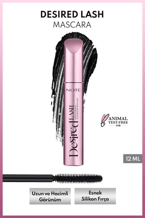 Note Desired Lash Mascara Uzunluk ve Yoğun Hacim Etkili Maskara - Siyah