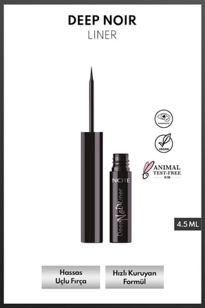 Note Deep Noir Liner Suya Dayanıklı Likit Dipliner - Siyah