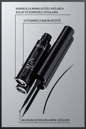Note Deep Noir Liner Suya Dayanıklı Likit Dipliner - Siyah