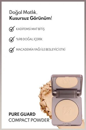 Pure Guard Compact Powder 130 Silent Sand Doğal Mat Bitişli Kompakt Toz Pudra 