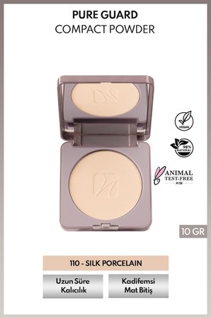 Pure Guard Compact Powder 110 Silk Porcelain Doğal Mat Bitişli Kompakt Toz Pudra 