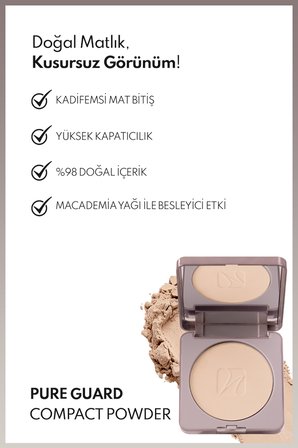 Pure Guard Compact Powder 100 Soft Ivory Doğal Mat Bitişli Kompakt Toz Pudra 