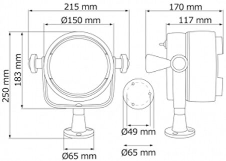 Projektör. Beyaz abs gövdeli, alüminyum ayaklı, kromaj braketli. 24V