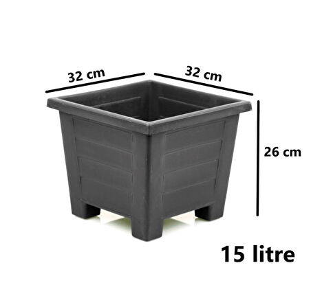 Omnipazar  SY-5847 Dekoratif Plastik Kare Ayaklı Saksı 15 Litre No 4 