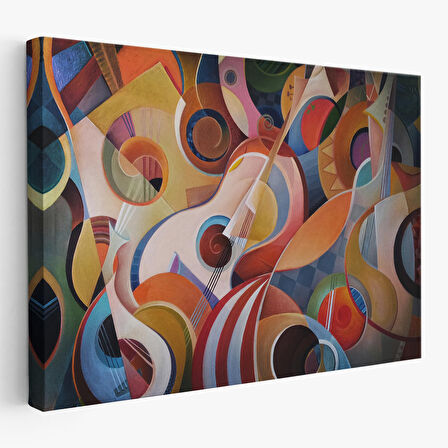 Müzik Temalı Soyut Yağlıboya Görünüm Dekoratif Kanvas Tablo-3705