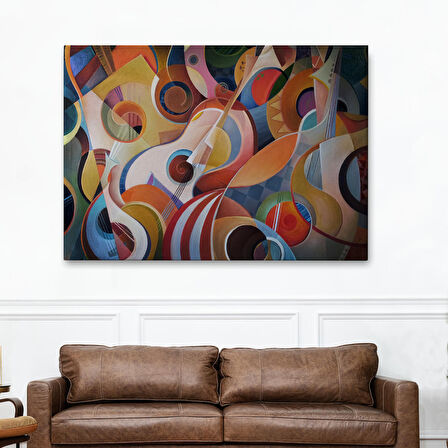 Müzik Temalı Soyut Yağlıboya Görünüm Dekoratif Kanvas Tablo-3705