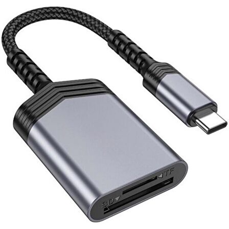 Coofbe Type-C to SD-MicroSD Hafıza Kart Okuyucu Dönüştürücü Adaptör 480Mbps Veri Aktarım Kart Okuyucu