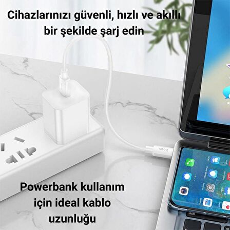 Coofbe 0.25cm 60W Type-C To Type-C Şarj Kablosu Kısa Powerbank Kablosu İphone 15 Pro Max Şarj Uyumlu