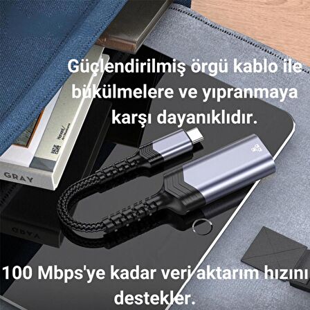 Coofbe 100 Mbps Type-c To RJ45 Dönüştürücü Type-c OTG Type-c İnternet Dönüştürücü Hub Lan Adaptör