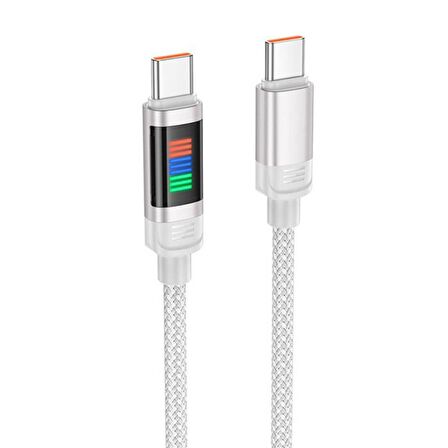 Coofbe Super Şarj Örgü Halat 100W  Type-C to Type-C Şarj Kablosu Type-C Hızlı Data ve Şarj Kablosu