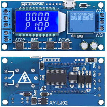 XY-LJ02 Zaman Ayarlamalı ve Döngü Tetiklemeli Ekranlı 6-30V Röle Modülü