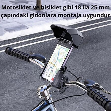 Coofbe Sarsılmaz Sıkı Gidon Tutuşlu Güneş Yağmur Korumalı Scooter Bisiklet Motosiklet Telefon Tutucu