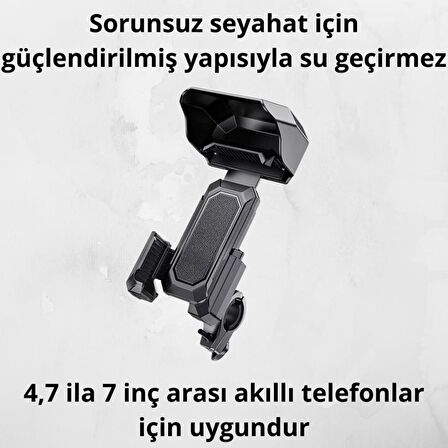 Coofbe Sarsılmaz Sıkı Gidon Tutuşlu Güneş Yağmur Korumalı Scooter Bisiklet Motosiklet Telefon Tutucu