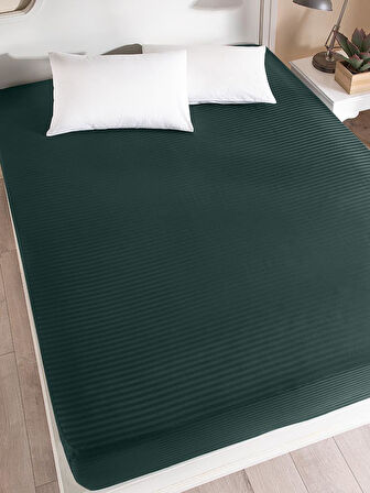 Çarşaf Stripe Saten Düz Lastikli Geniş Ölçü