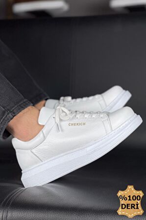 Chekich CH257 BT Hakiki Deri Erkek Ayakkabı BEYAZ