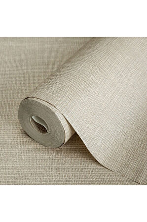 Alfa Kaba Yün Tüvit Dokusundan Esinlenilmiş Duvar Kağıdı, 3712-4, Bej, Kahverengi, 16,50 M²