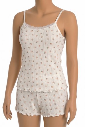 Öts Kadın Tekli %100 Pamuk Pijama Takımı Çiçek Desenli İp Askılı Fitilli Atlet Şort Boxer Yazlık Ev 