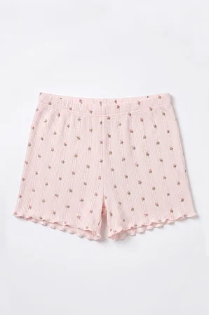 Öts Kadın Tekli %100 Pamuk Pijama Takımı Çiçek Desenli İp Askılı Fitilli Atlet Şort Boxer Yazlık Ev 