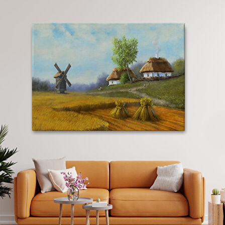 Ukrayna Köy Manzarası Yağlıboya Görünüm Dekoratif Tablo-3712