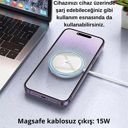 Coofbe Magsafe Masaüstü 15W Kablosuz Şarj Cihazı Kulaklık Şarj İphone 12 13 14 15 Pro Max Uyum Şarj