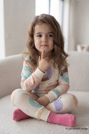 Kız Çocuk Pamuklu  Desenli Pijama Takım TKM1018