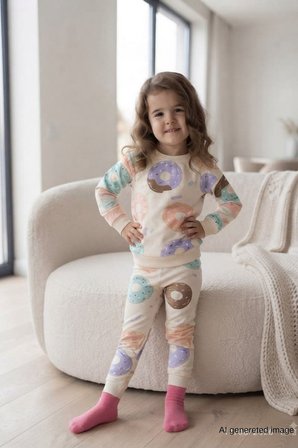 Kız Çocuk Pamuklu  Desenli Pijama Takım TKM1018