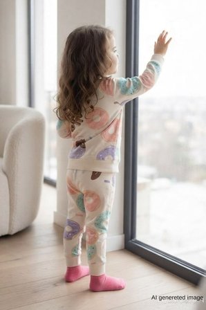 Kız Çocuk Pamuklu  Desenli Pijama Takım TKM1018