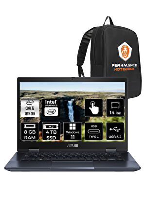 ASUS Expertbook B3 Flip i5 1335U 8GB RAM 4TB SSD 14" FHD W11P Dokunmatik Bilgisayar & PER4 ÇANTA