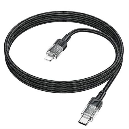 Coofbe Transparan Super Şarj 27W Type-C to İphone Şarj Kablosu İphone 11 12 13 14 Pro Max Şarj Kablo