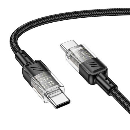Coofbe Super Şarj 1Mt Örgü 60W Type-C Şarj Kablosu Xiaomi Samsung İphone 15 15 Pro Max Uyumlu Şarj