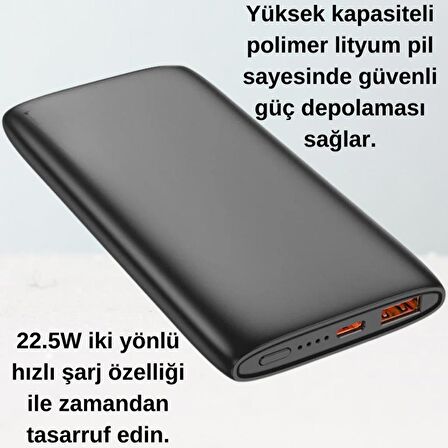 Coofbe Çift Yönlü Şarj Destekli Ultra Hızlı 22.5W+PD20W 10000mAh Powerbank Şarj Akım Korumalı