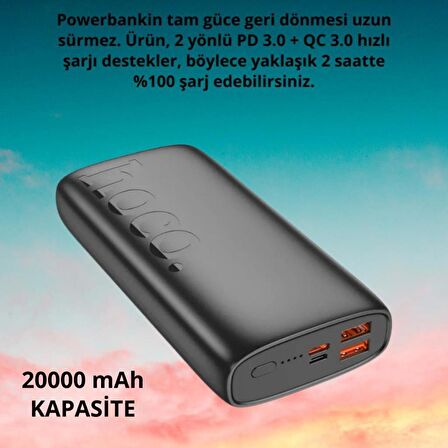 Coofbe Çift Yönlü Şarj Destekli Ultra Hızlı 22.5W+PD20W 20000mAh Powerbank Şarj Akım Korumalı