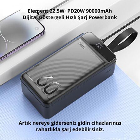 Coofbe Led Işıklı Ultra Hızlı DEV 22.5W+PD20W 60000mAh Powerbank Güç Bankası Şarj Akım Korumalı